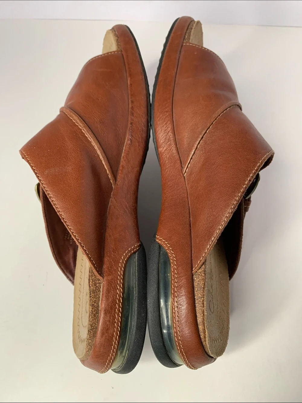 Cole Haan Cognac Brown Leather Slide Mules with Buckle. Size Men's 9M